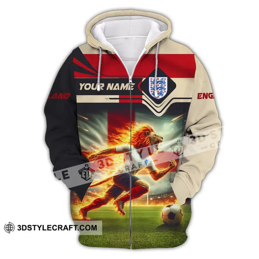 Man Shirt Custom Name England Football Soccer T-Shirt Gift For Lover Zipper Hoodie / S