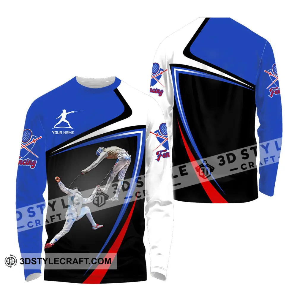 Man Shirt Custom Name Fencing Sport Tee Gift For Lover Long Sleeve / S T-Shirt