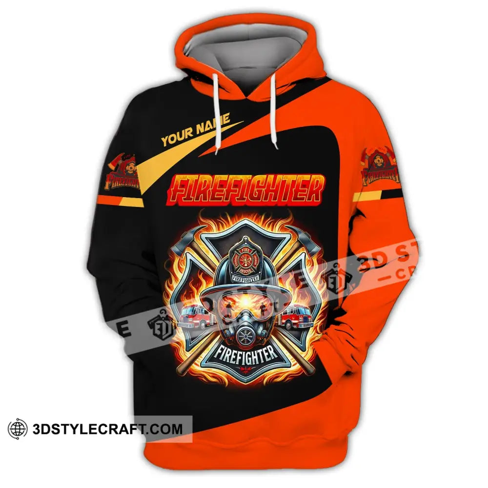 Man Shirt Custom Name Firefighter Fireman Hoodie Polo Long Sleeve / S T-Shirt