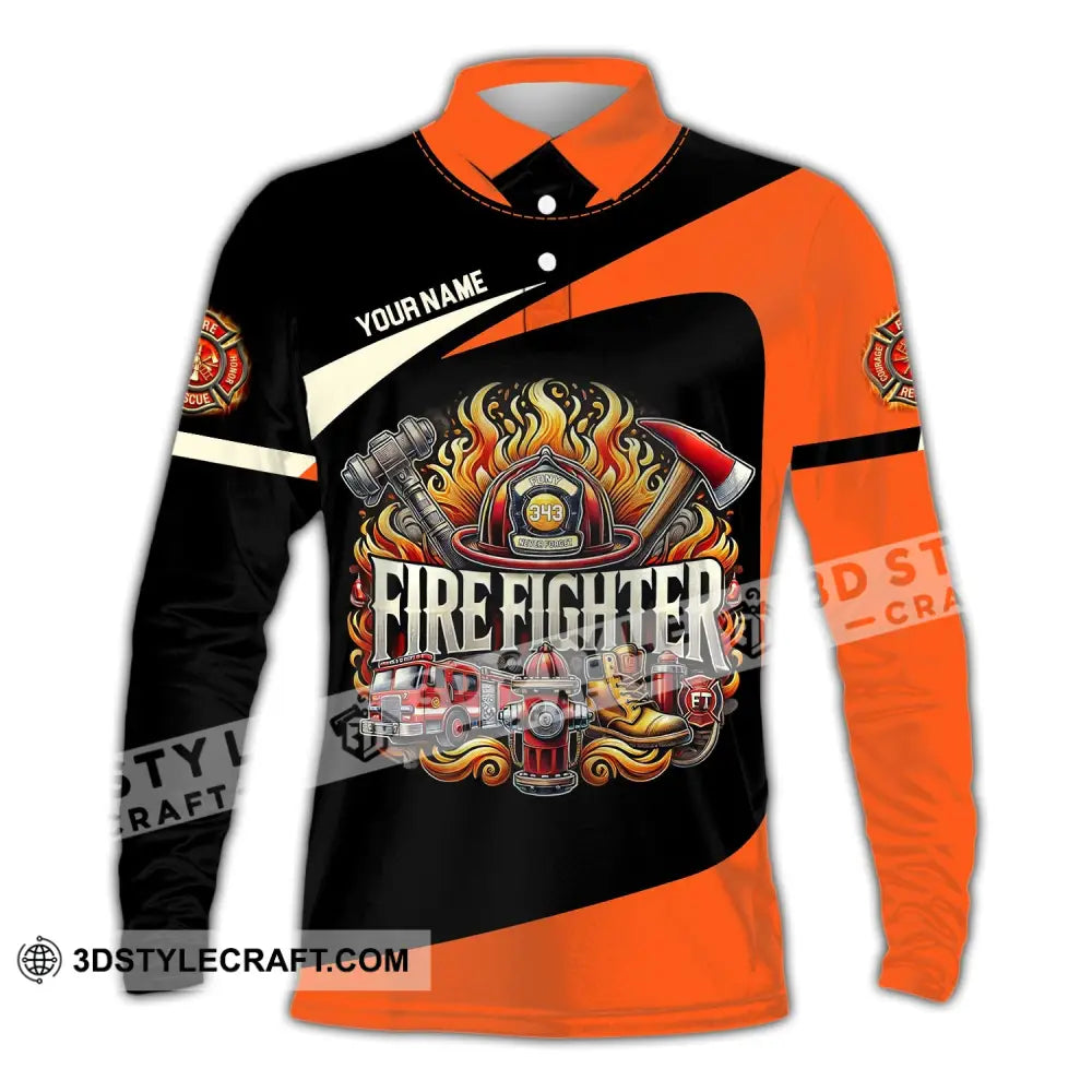 Man Shirt Custom Name Firefighter T-Shirt Hoodie Long Sleeve Polo / S T-Shirt