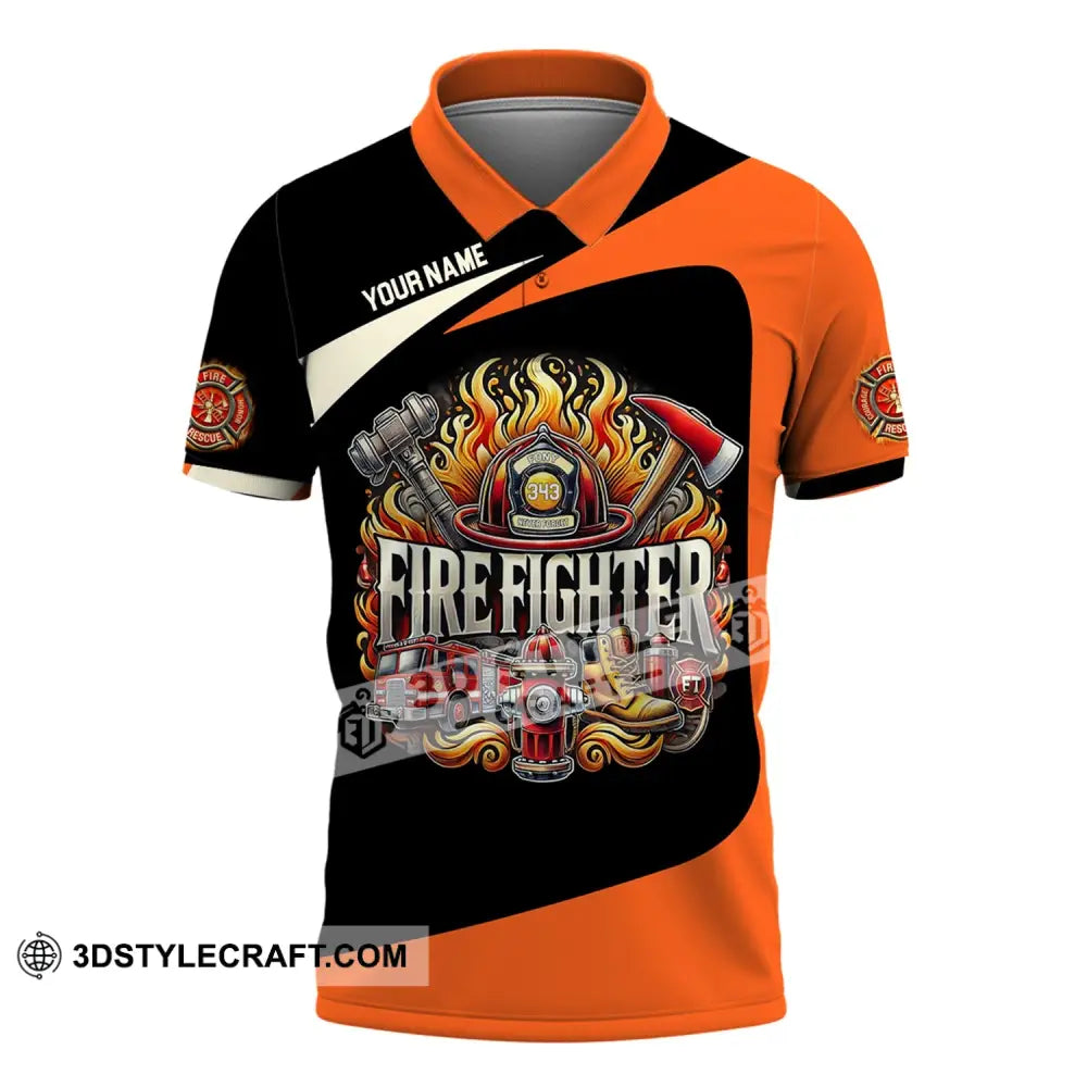 Man Shirt Custom Name Firefighter T-Shirt Hoodie Long Sleeve Polo / S T-Shirt