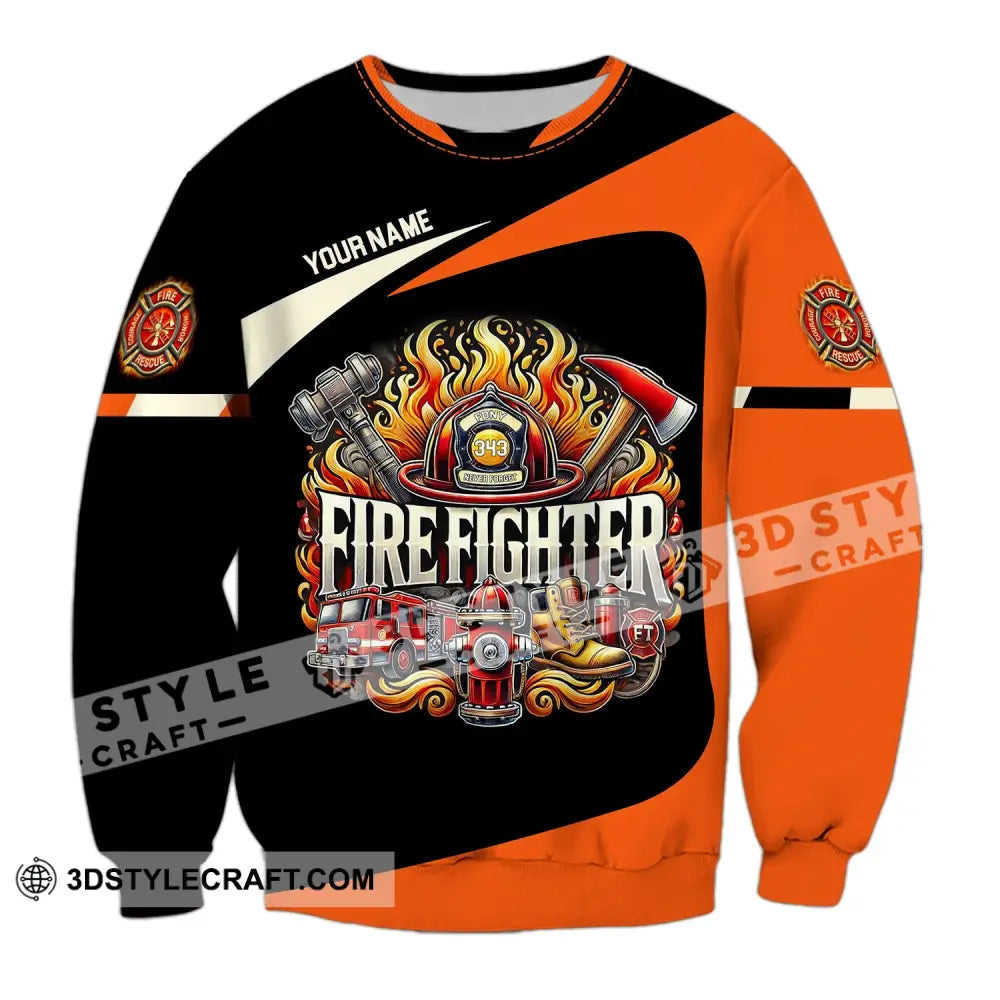 Man Shirt Custom Name Firefighter T-Shirt Hoodie Long Sleeve / S T-Shirt