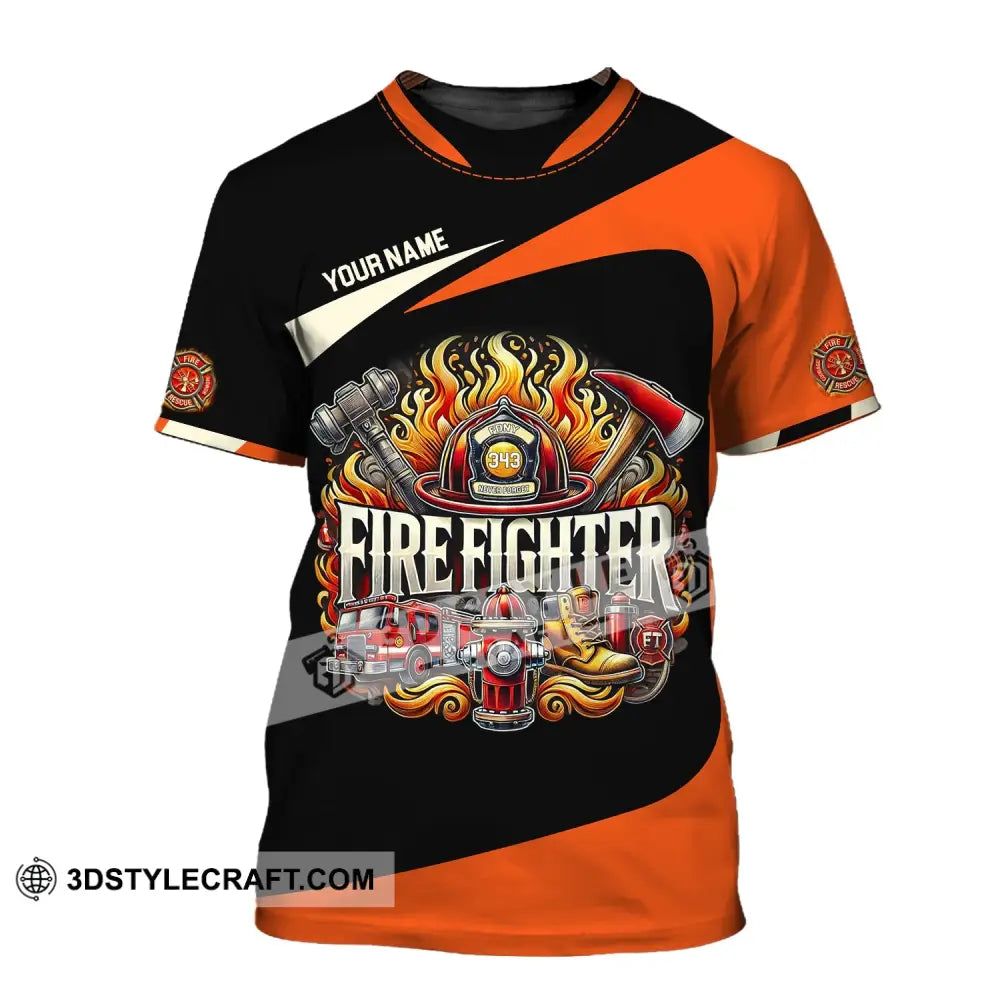 Man Shirt Custom Name Firefighter T-Shirt Hoodie Long Sleeve / S T-Shirt