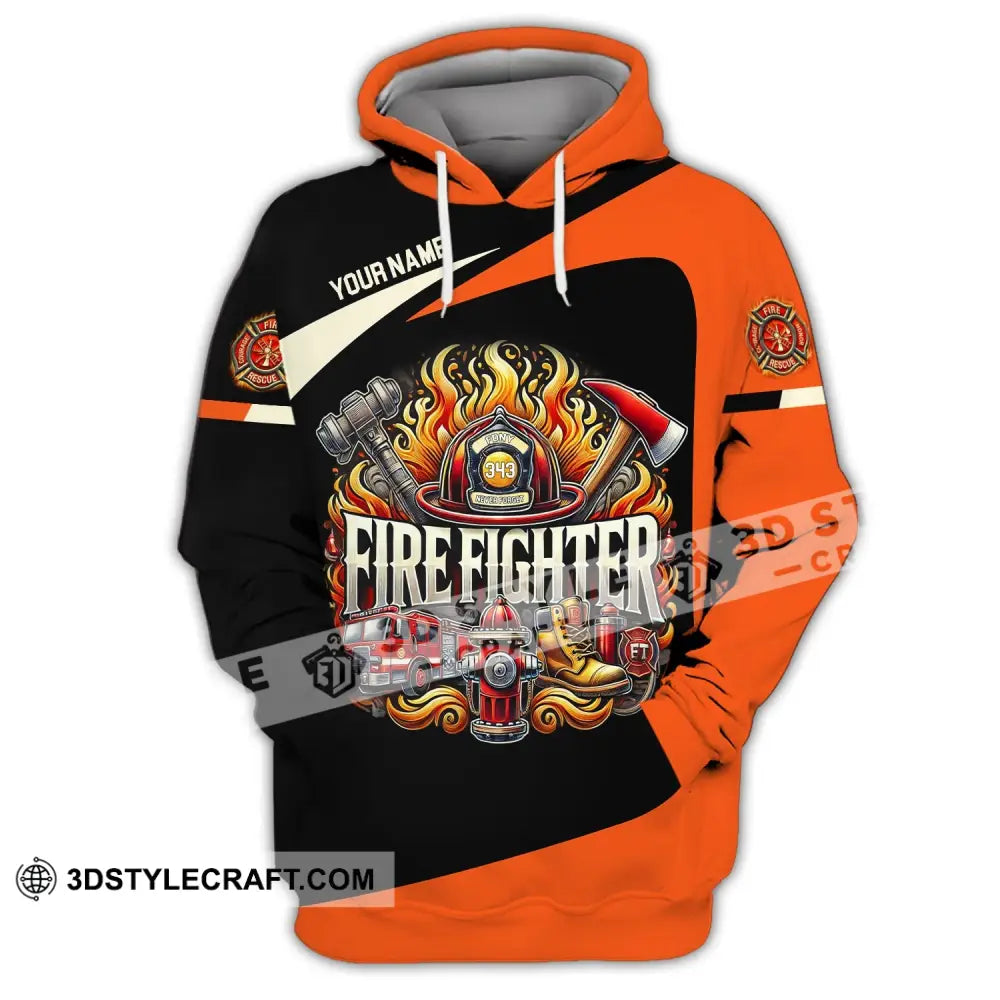 Man Shirt Custom Name Firefighter T-Shirt Hoodie Long Sleeve / S T-Shirt