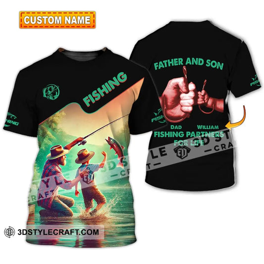 Man Shirt Custom Name Fishing Father And Son Partner T-Shirt