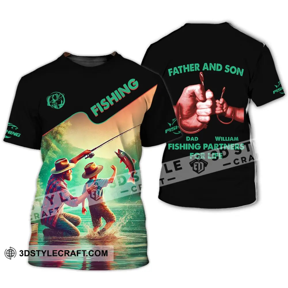 Man Shirt Custom Name Fishing Father And Son Partner T-Shirt / S T-Shirt