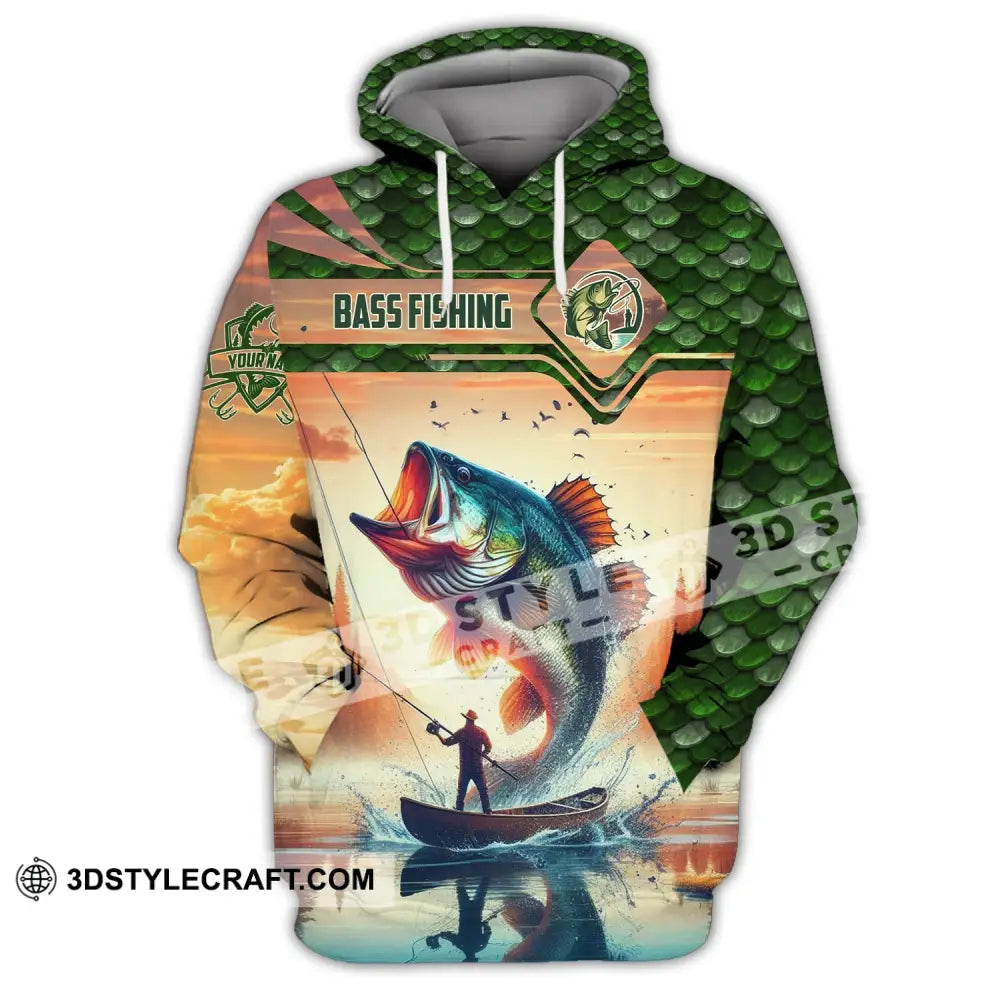 Man Shirt Custom Name Fishing Lover Bass Hoodie Polo Long Sleeve / S T-Shirt