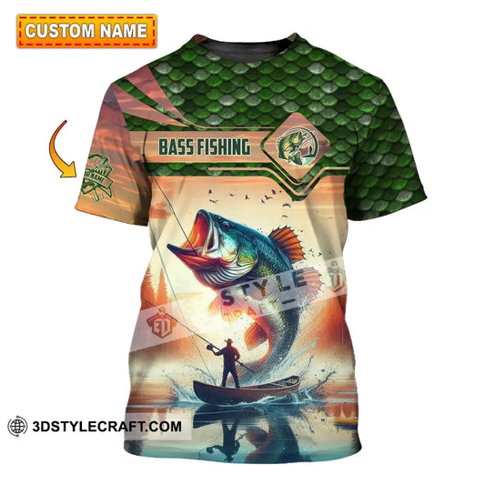 Man Shirt Custom Name Fishing Lover Bass Hoodie Polo Long Sleeve T-Shirt