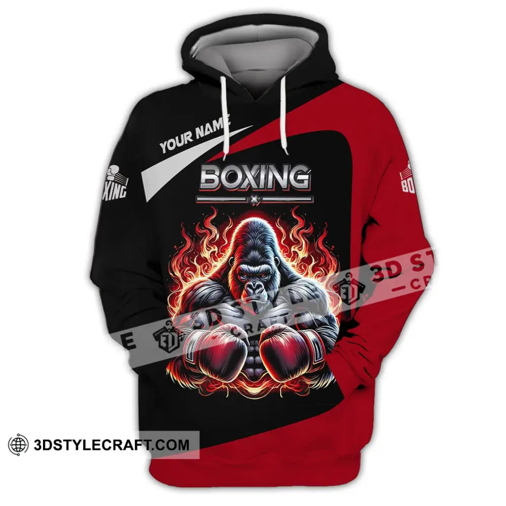 Man Shirt Custom Name For Boxing Lover Bear Hoodie Polo Long Sleeve / S T-Shirt