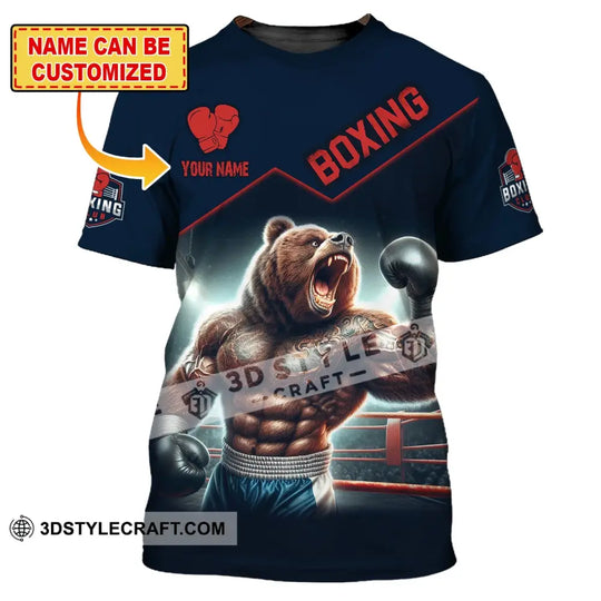 Man Shirt, Custom Name Shirt for Boxing Lover, Boxing Bear Shirt, Boxing Hoodie Shirt Polo Long Sleeve style option 1