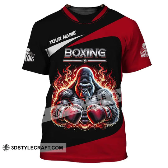 Man Shirt, Custom Name Shirt for Boxing Lover, Boxing Bear Shirt, Boxing Hoodie Polo Long Sleeve Shirt style option 2