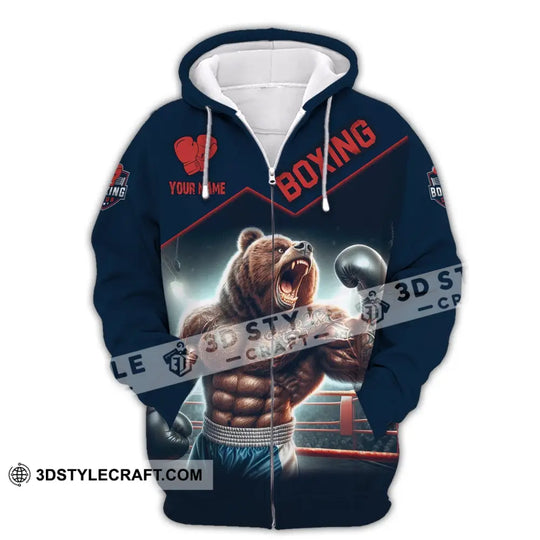 Man Shirt, Custom Name Shirt for Boxing Lover, Boxing Bear Shirt, Boxing Hoodie Shirt Polo Long Sleeve style option 4