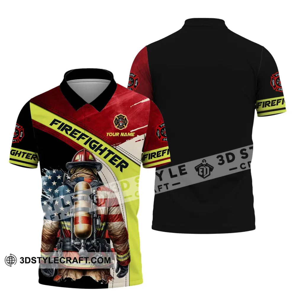 Man Shirt Custom Name For Firefighter T-Shirt Polo / S T-Shirt