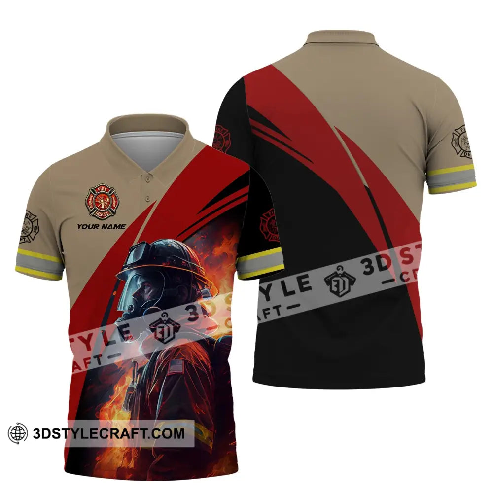 Man Shirt Custom Name For Firefighter T-Shirt Polo / S T-Shirt