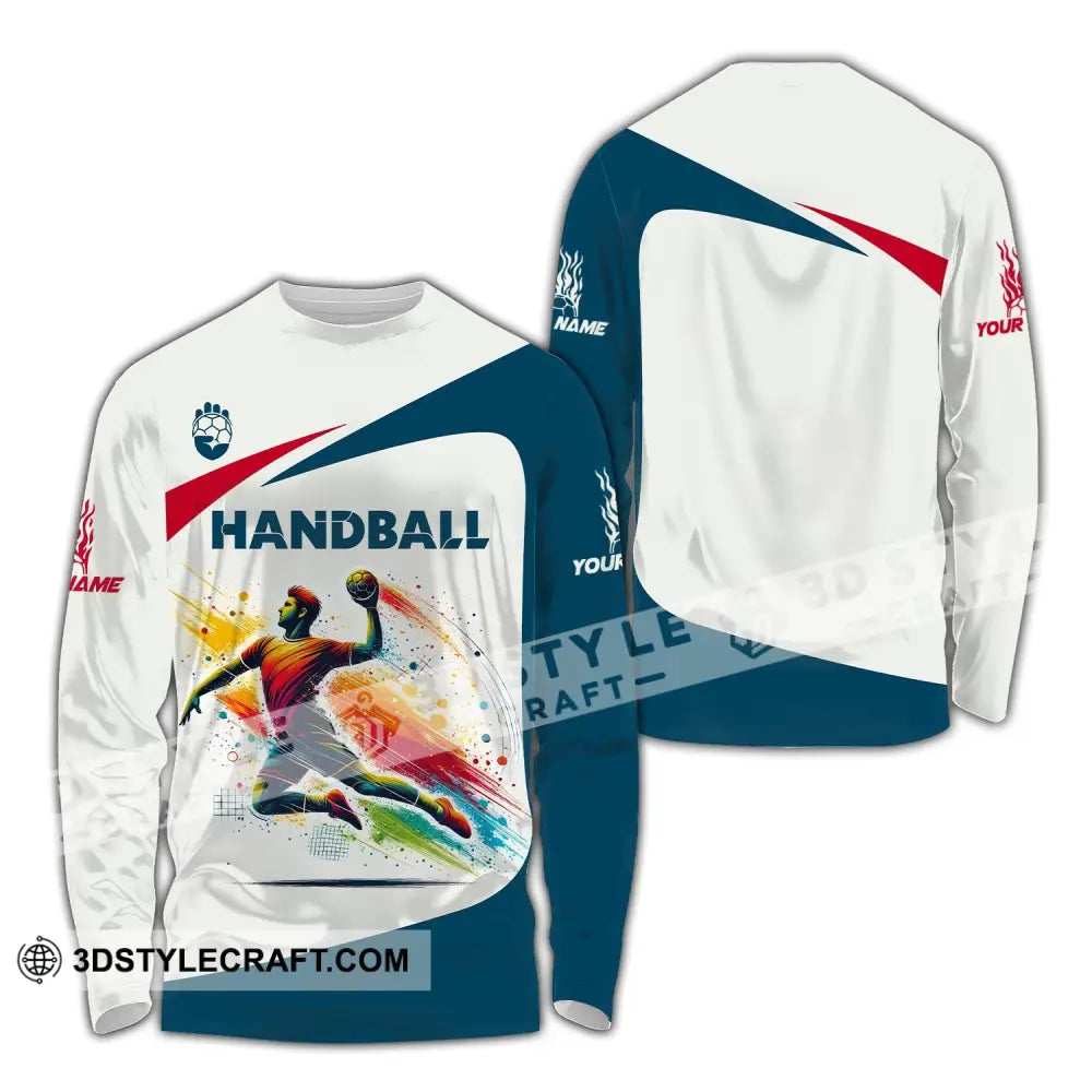 Man Shirt Custom Name For Handball Player Hoodie Polo Long Sleeve / S T-Shirt