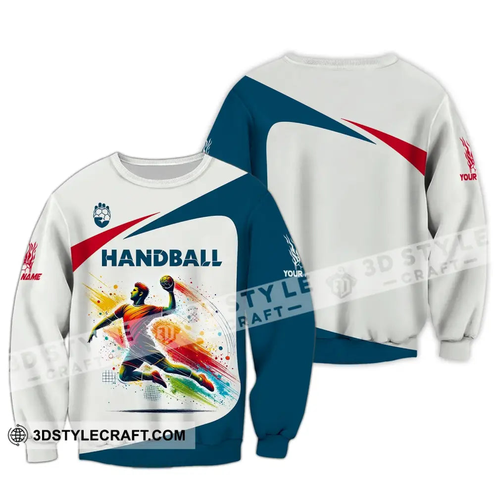 Man Shirt Custom Name For Handball Player Hoodie Polo Long Sleeve / S T-Shirt