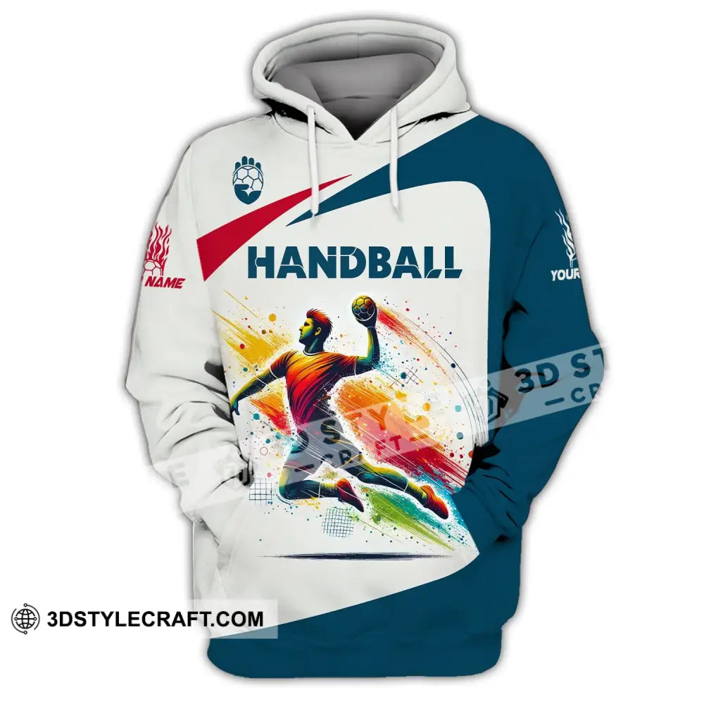 Man Shirt Custom Name For Handball Player Hoodie Polo Long Sleeve / S T-Shirt