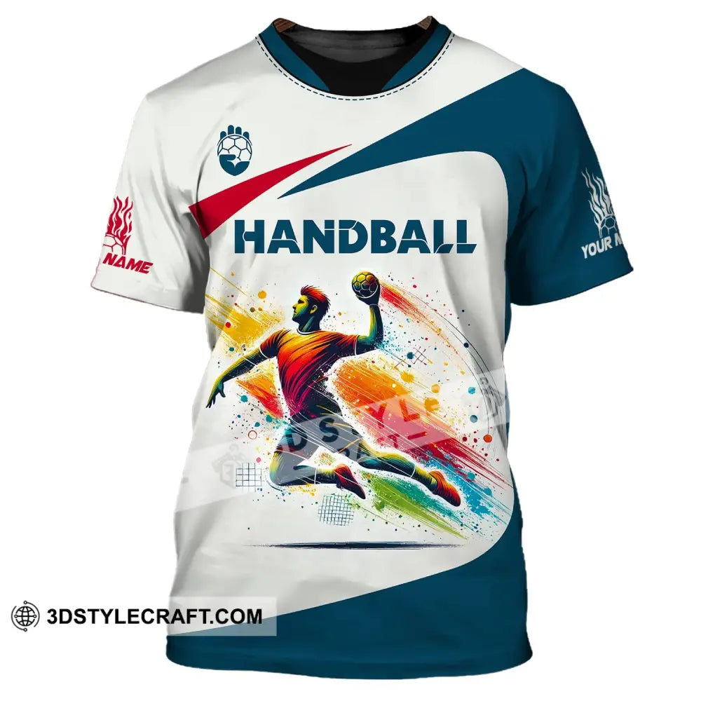 Man Shirt Custom Name For Handball Player Hoodie Polo Long Sleeve T-Shirt / S