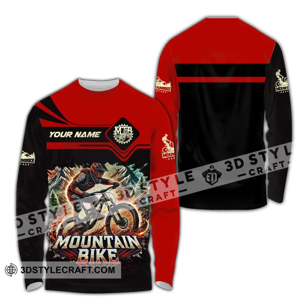 Man Shirt Custom Name For Mountain Bike Lover Gift Hoodie Long Sleeve / S T-Shirt