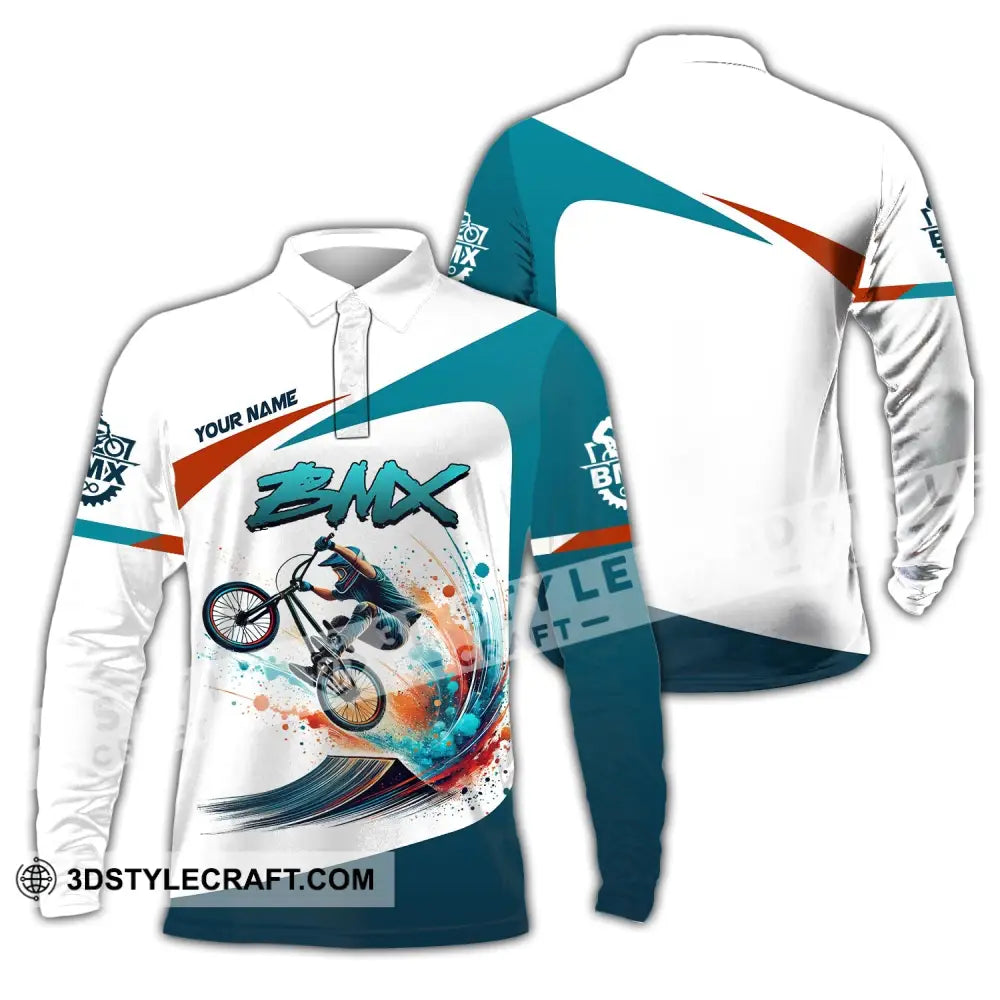 Man Shirt Custom Name For Mountain Bike Lover Polo Long Sleeve Gift / S T-Shirt