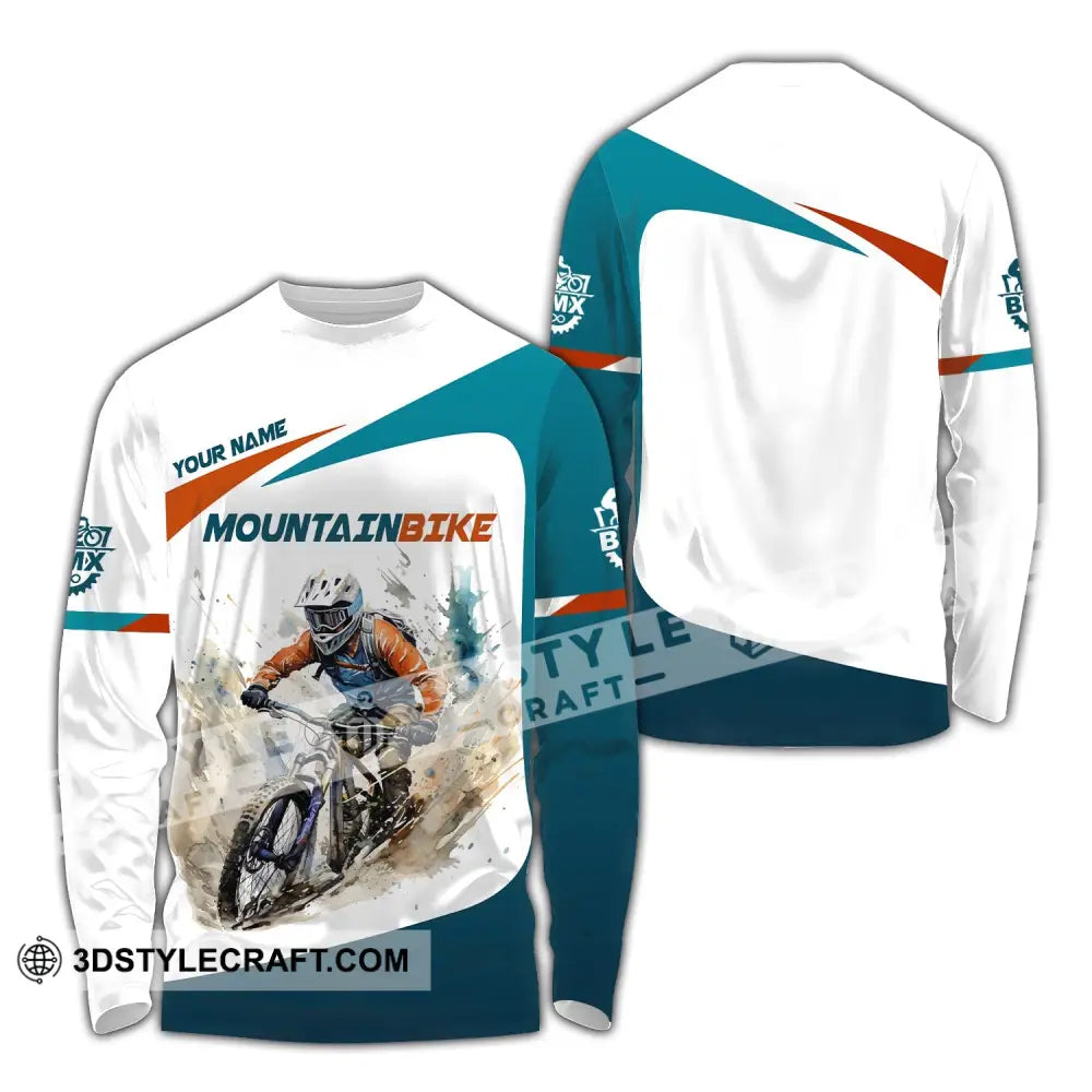 Man Shirt Custom Name For Mountain Bike Lover Polo Long Sleeve Gift / S T-Shirt