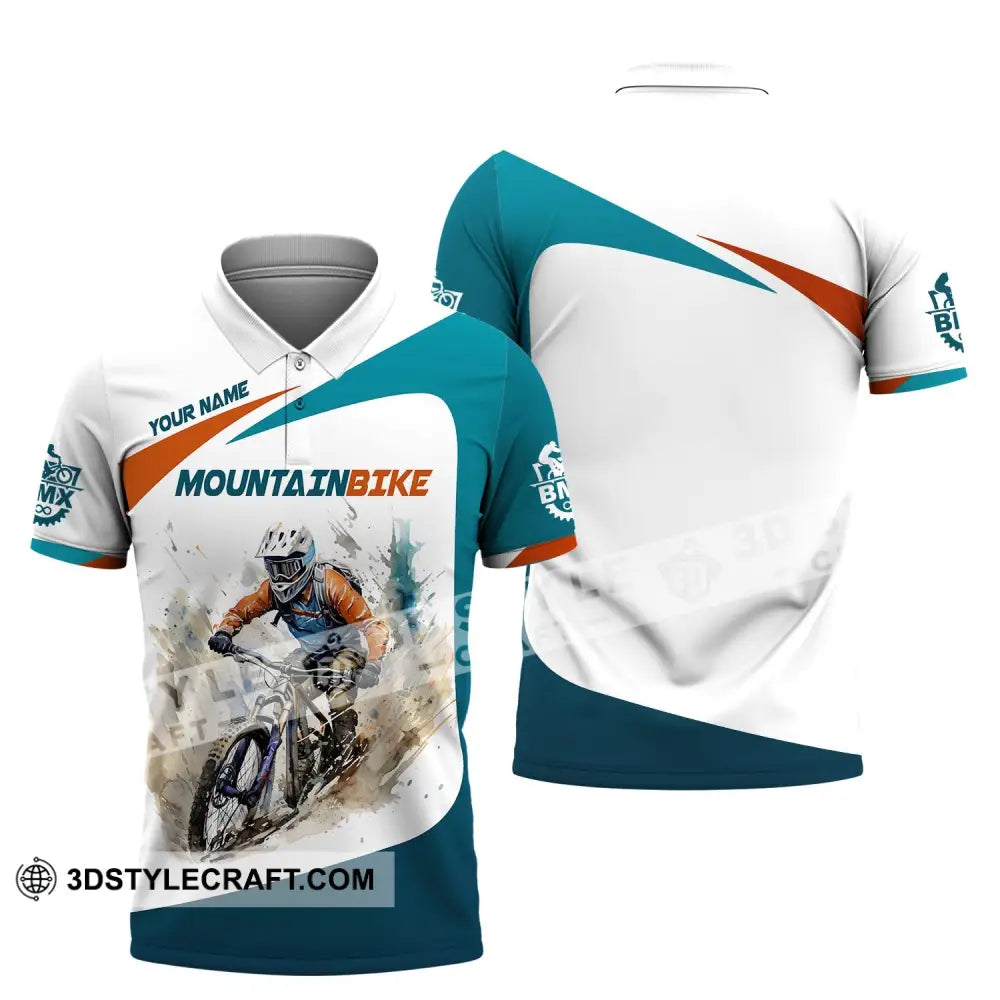 Man Shirt Custom Name For Mountain Bike Lover Polo Long Sleeve Gift / S T-Shirt