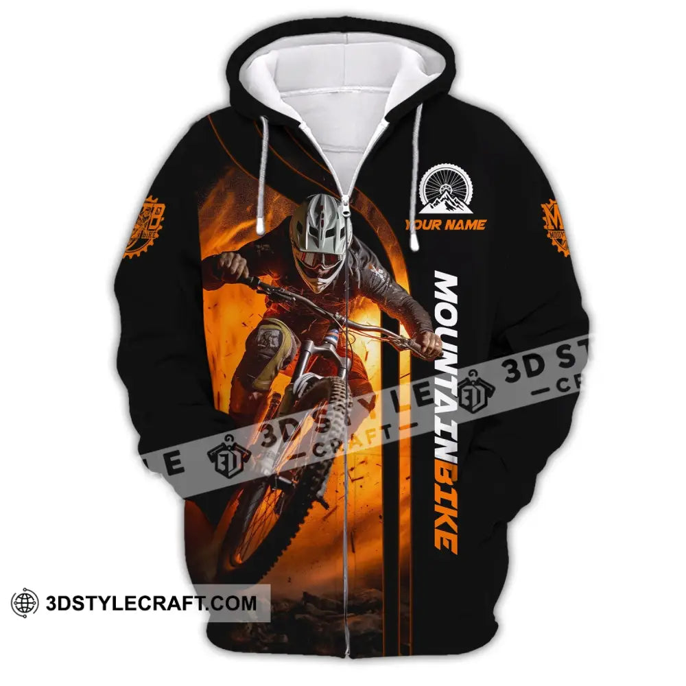 Man Shirt Custom Name For Mountain Bike Lover Polo Long Sleeve Gift Zipper Hoodie / S T-Shirt