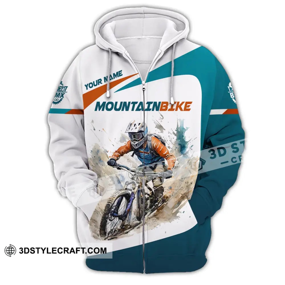 Man Shirt Custom Name For Mountain Bike Lover Polo Long Sleeve Gift Zipper Hoodie / S T-Shirt