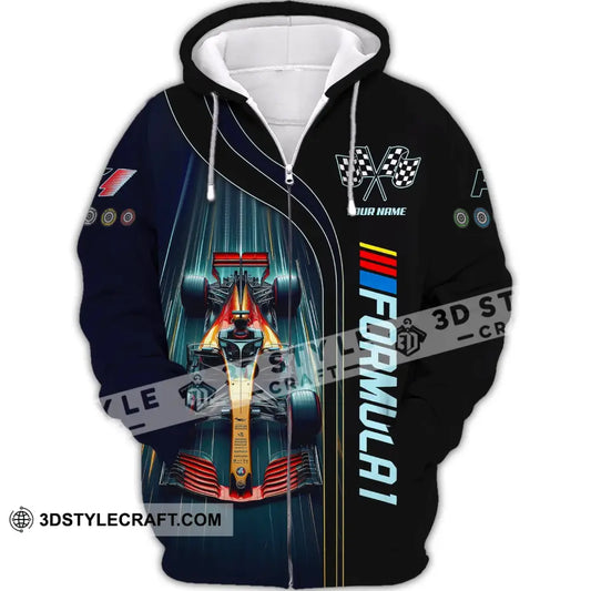 Man Shirt Custom Name Formula One F1 T-Shirt Hoodie Long Sleeve Zipper / S