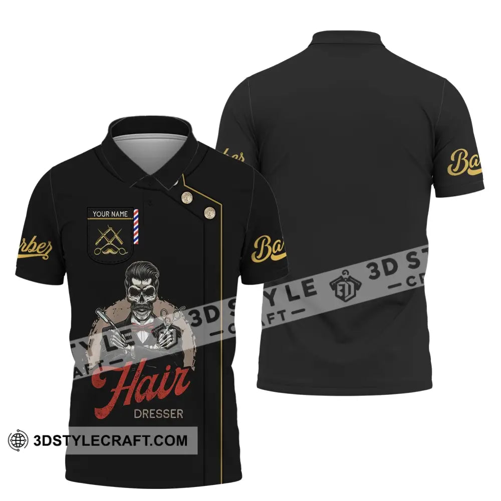 Man Shirt Custom Name Hairdresser Hairstylist Apparel T-Shirt For Barber Shop Polo / S