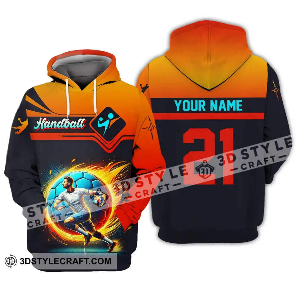 Man Shirt Custom Name Handball Long Sleeve Hoodie Polo Team Uniform / S T-Shirt