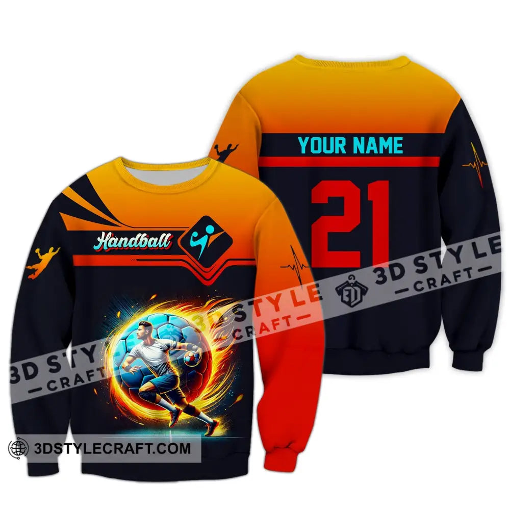 Man Shirt Custom Name Handball Long Sleeve Hoodie Polo Team Uniform / S T-Shirt