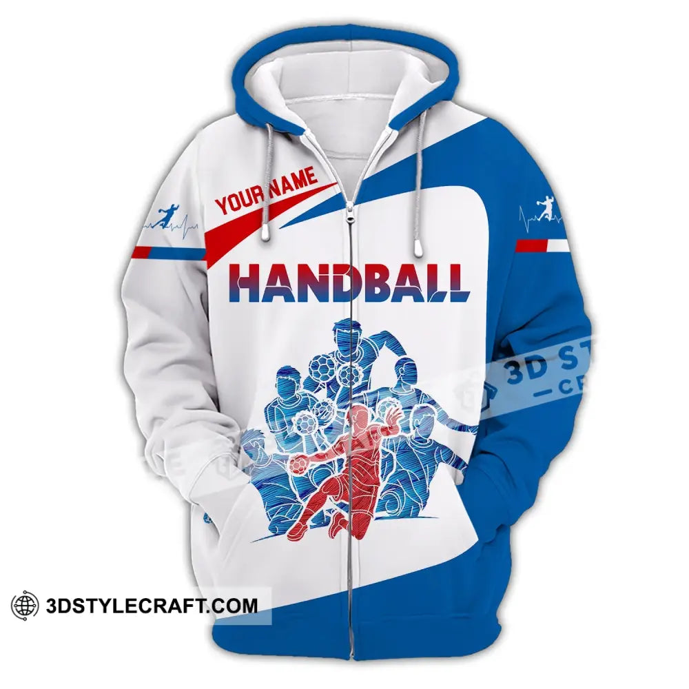 Man Shirt Custom Name Handball Player Hoodie Polo Long Sleeve Zipper / S T-Shirt