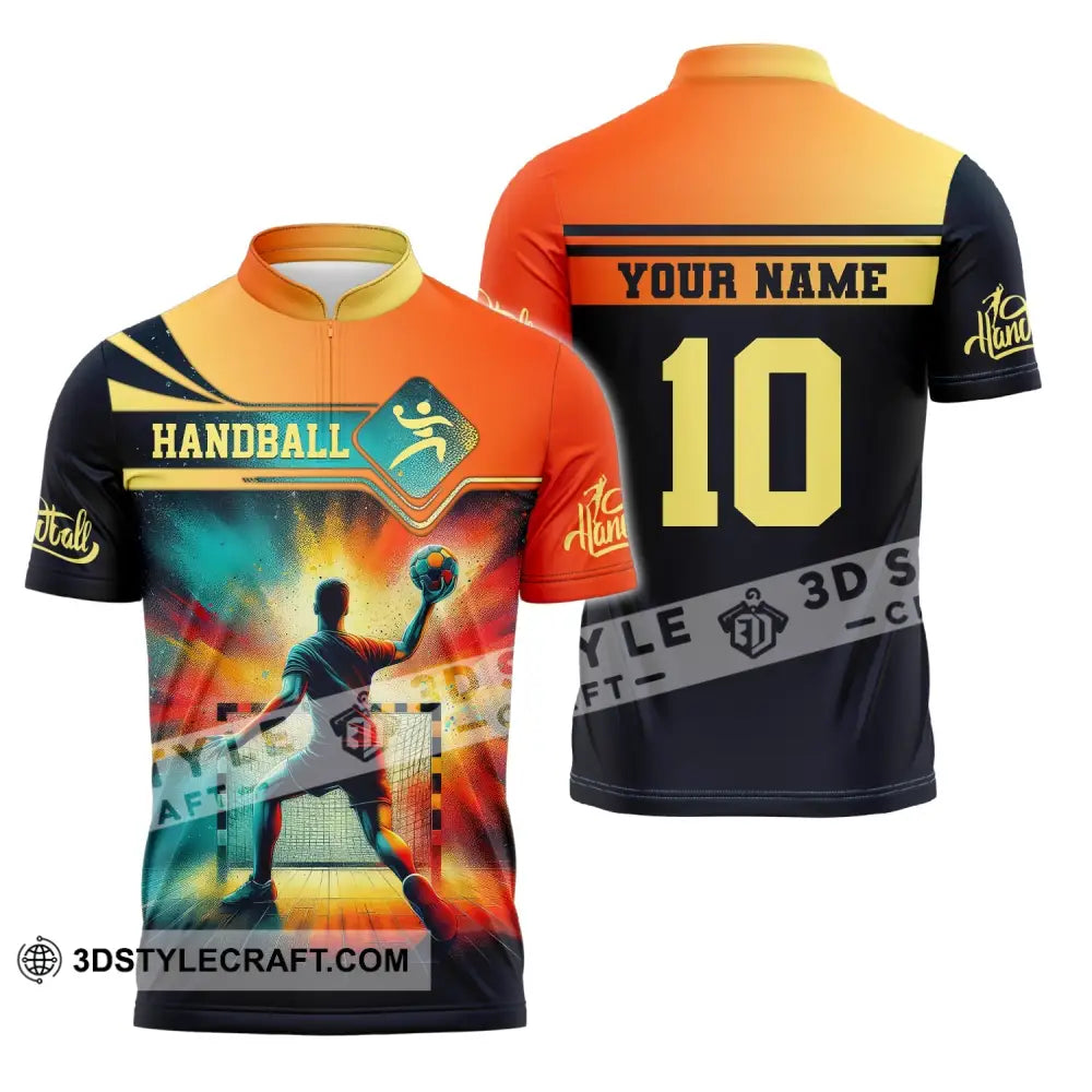 Man Shirt Custom Name Handball T-Shirt Hoodie For Players Zipper Polo / S