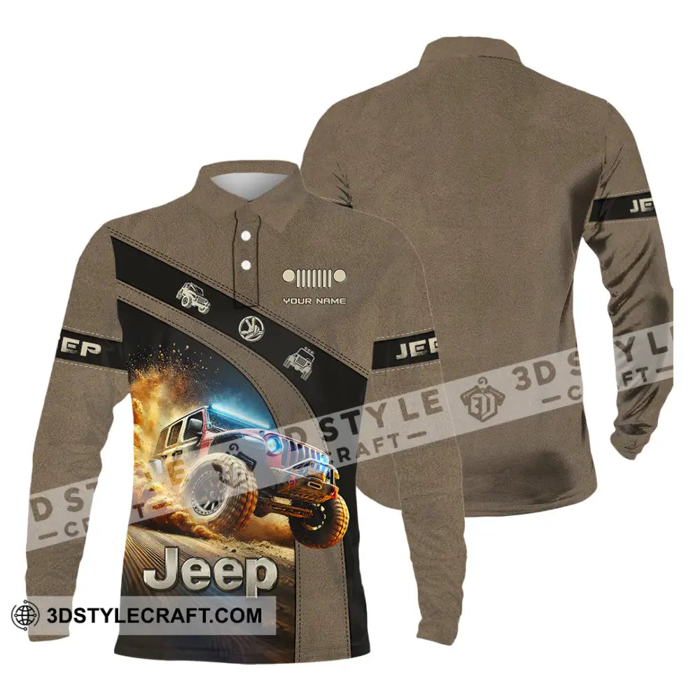 Man Shirt Custom Name Jeep Lover Gift Polo Long Sleeve Hoodie / S T-Shirt