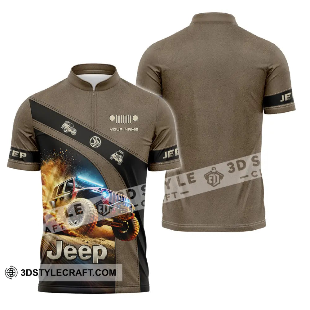 Man Shirt Custom Name Jeep Lover Gift Polo Long Sleeve Hoodie Zipper / S T-Shirt