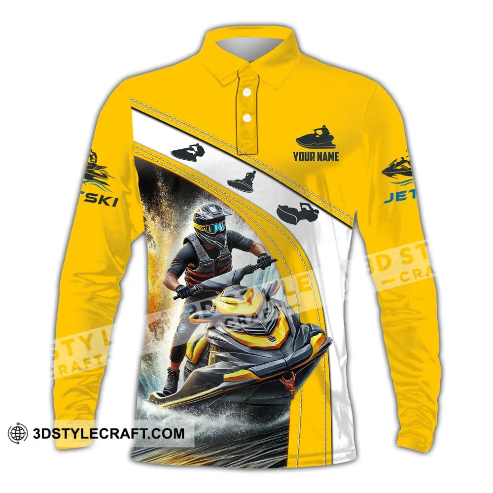 Man Shirt Custom Name Jet Ski Polo Long Sleeve Gift / S T-Shirt