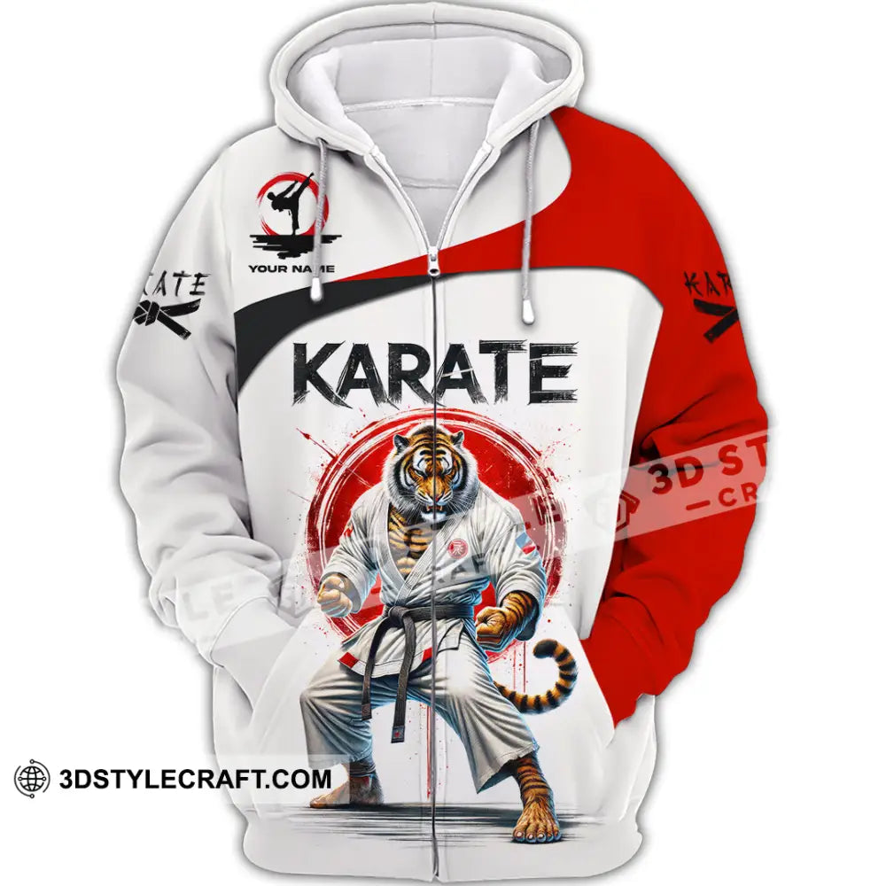 Man Shirt Custom Name Karate Hoodie Polo Long Sleeve Gift For Lovers Zipper / S T-Shirt