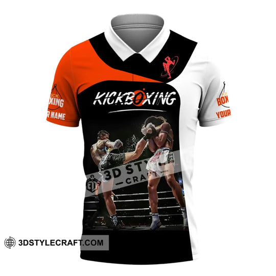 Man Shirt, Custom Name Kickboxing Shirt, Kickboxing  Hoodie Polo Long Sleeve Shirt style option 4