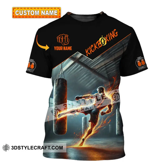Man Shirt, Custom Name Kickboxing Shirt, Kickboxing  Hoodie Polo Long Sleeve Shirt style option 1
