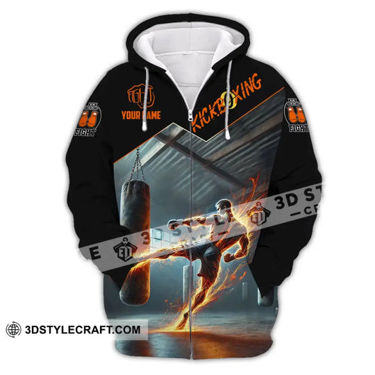 Man Shirt, Custom Name Kickboxing Shirt, Kickboxing  Hoodie Polo Long Sleeve Shirt style option 3