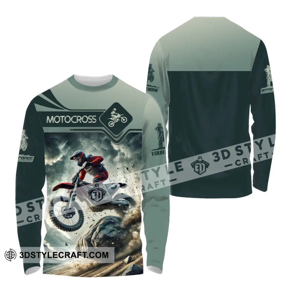 Man Shirt Custom Name Moto Cross Gift Polo Hoodie Long Sleeve / S T-Shirt