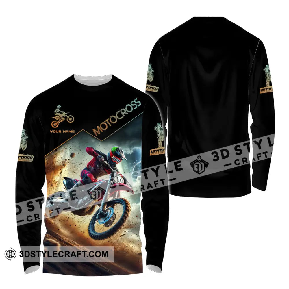 Man Shirt Custom Name Moto Cross Gift Polo Long Sleeve Hoodie / S T-Shirt