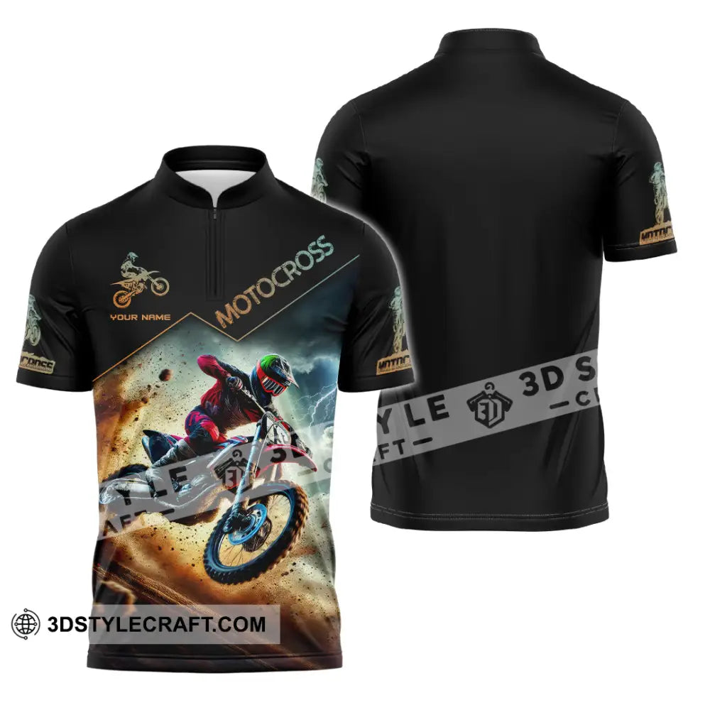 Man Shirt Custom Name Moto Cross Gift Polo Long Sleeve Hoodie Zipper / S T-Shirt