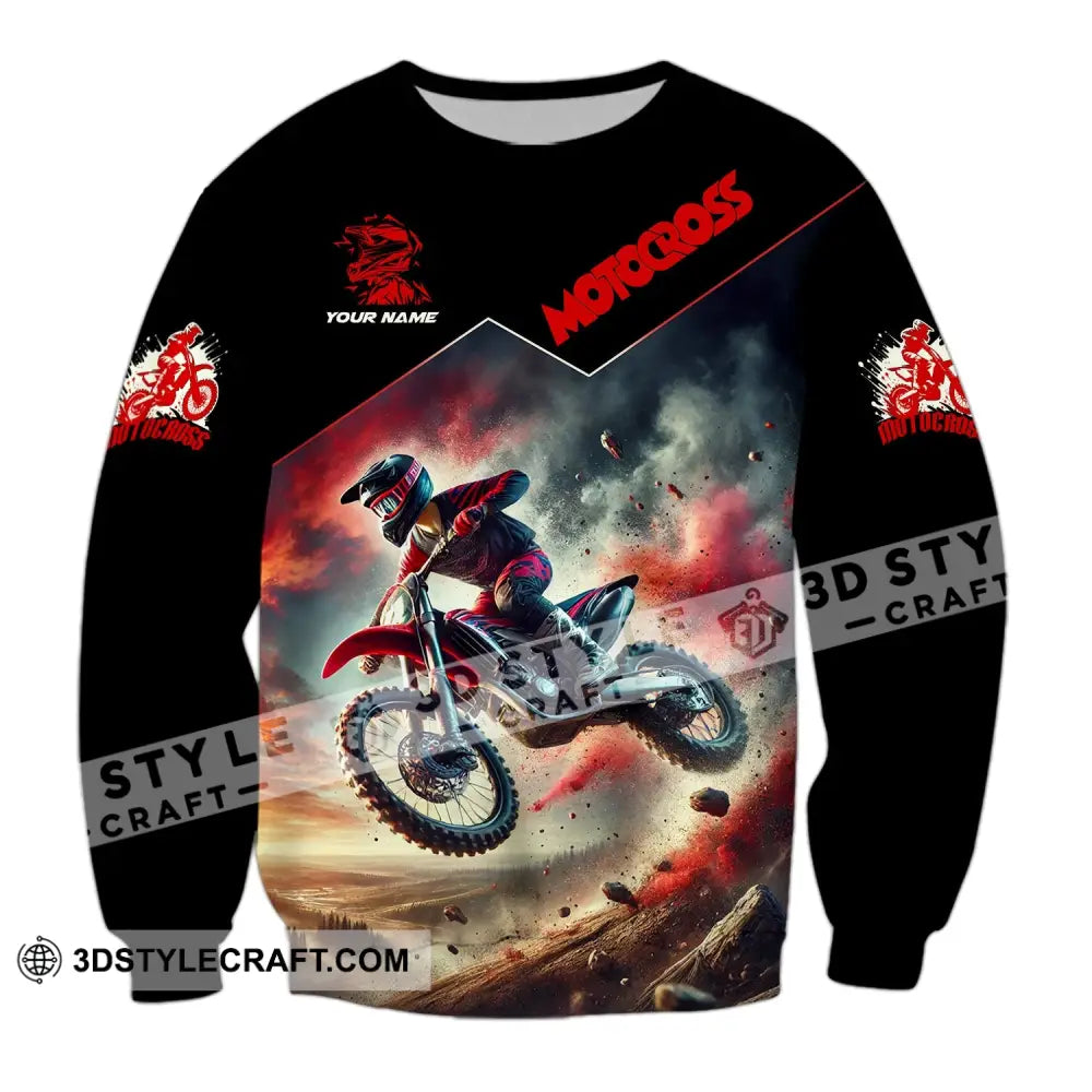 Man Shirt Custom Name Moto Cross Love Gift Long Sleeve / S T-Shirt