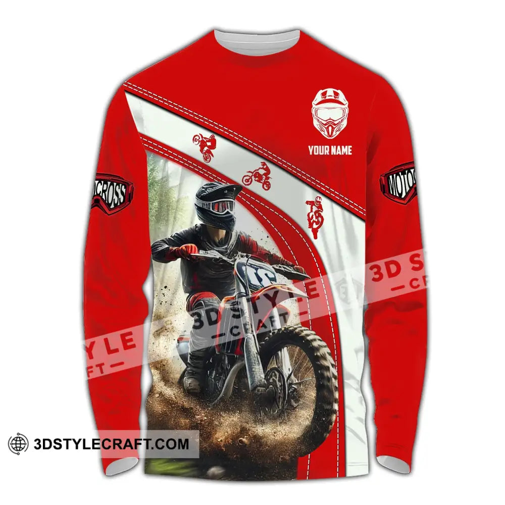 Man Shirt Custom Name Moto Cross Polo Long Sleeve Love Gift / S T-Shirt