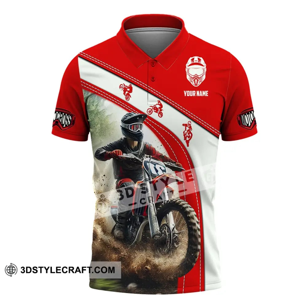 Man Shirt Custom Name Moto Cross Polo Long Sleeve Love Gift / S T-Shirt