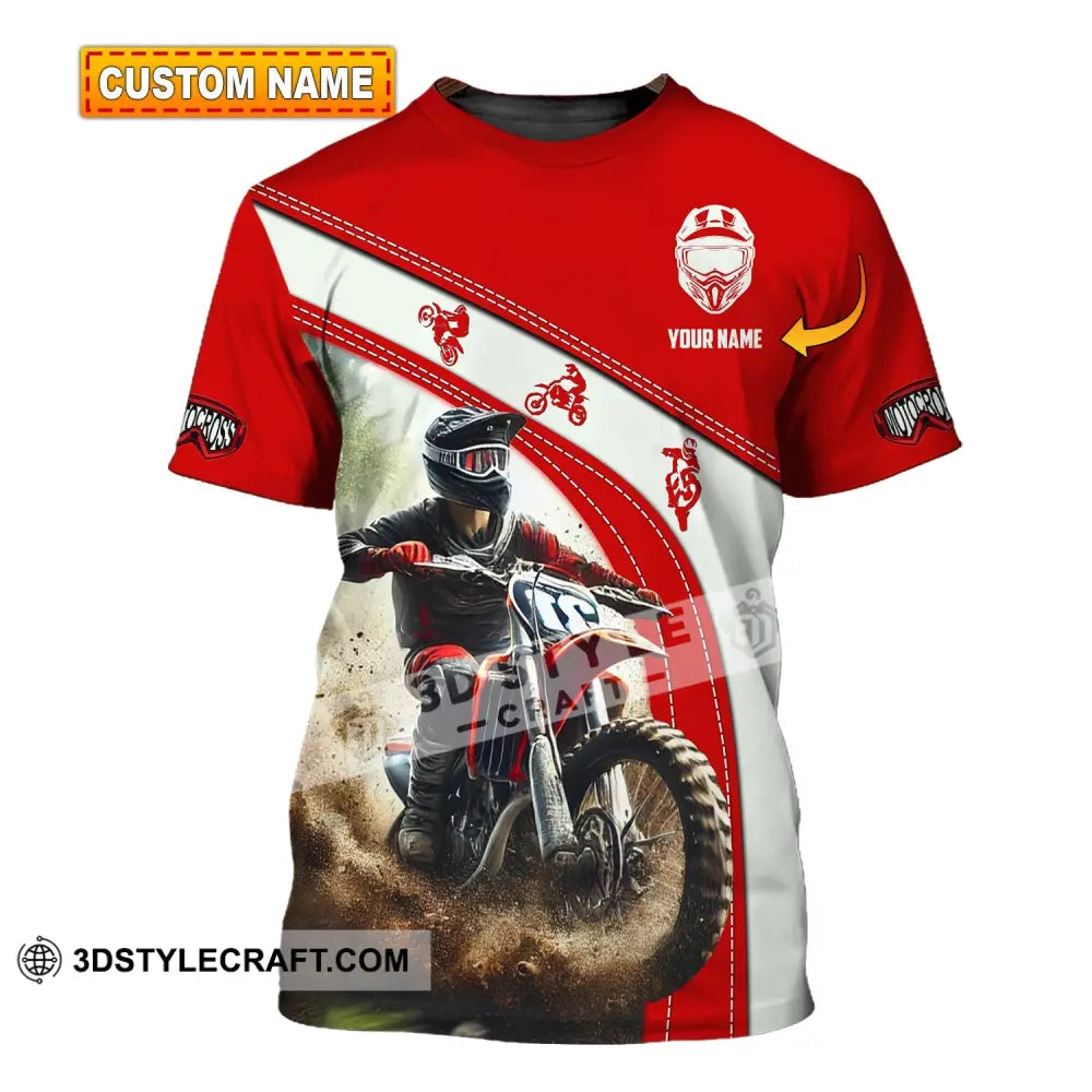 Man Shirt Custom Name Moto Cross Polo Long Sleeve Love Gift T-Shirt