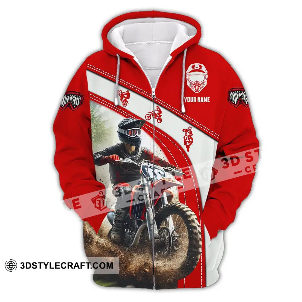 Man Shirt Custom Name Moto Cross Polo Long Sleeve Love Gift Zipper Hoodie / S T-Shirt