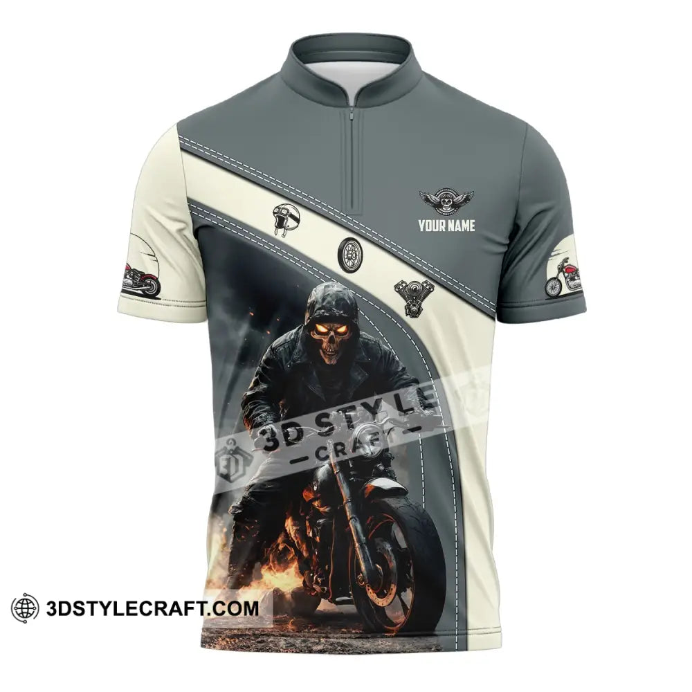 Man Shirt Custom Name Motorcycle Racing Moto Cross T-Shirt Hoodie Long Sleeve Zipper Polo / S